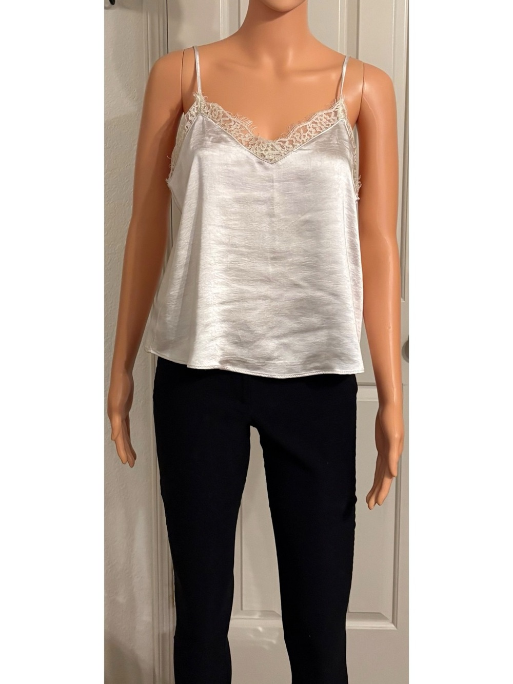 Dance & Marvel Ivory Satin Lace-Trim Camisole